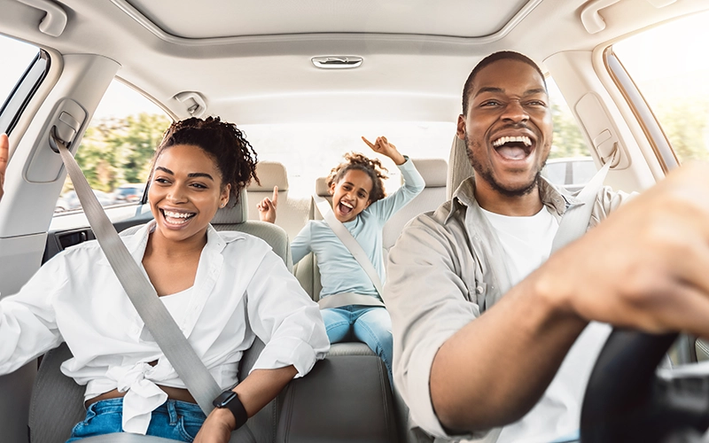 family in new car