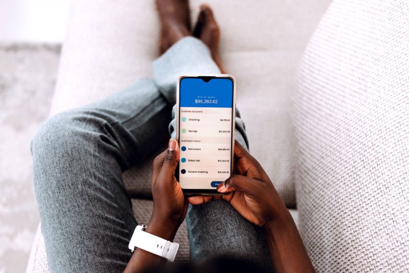 woman on mobile banking app